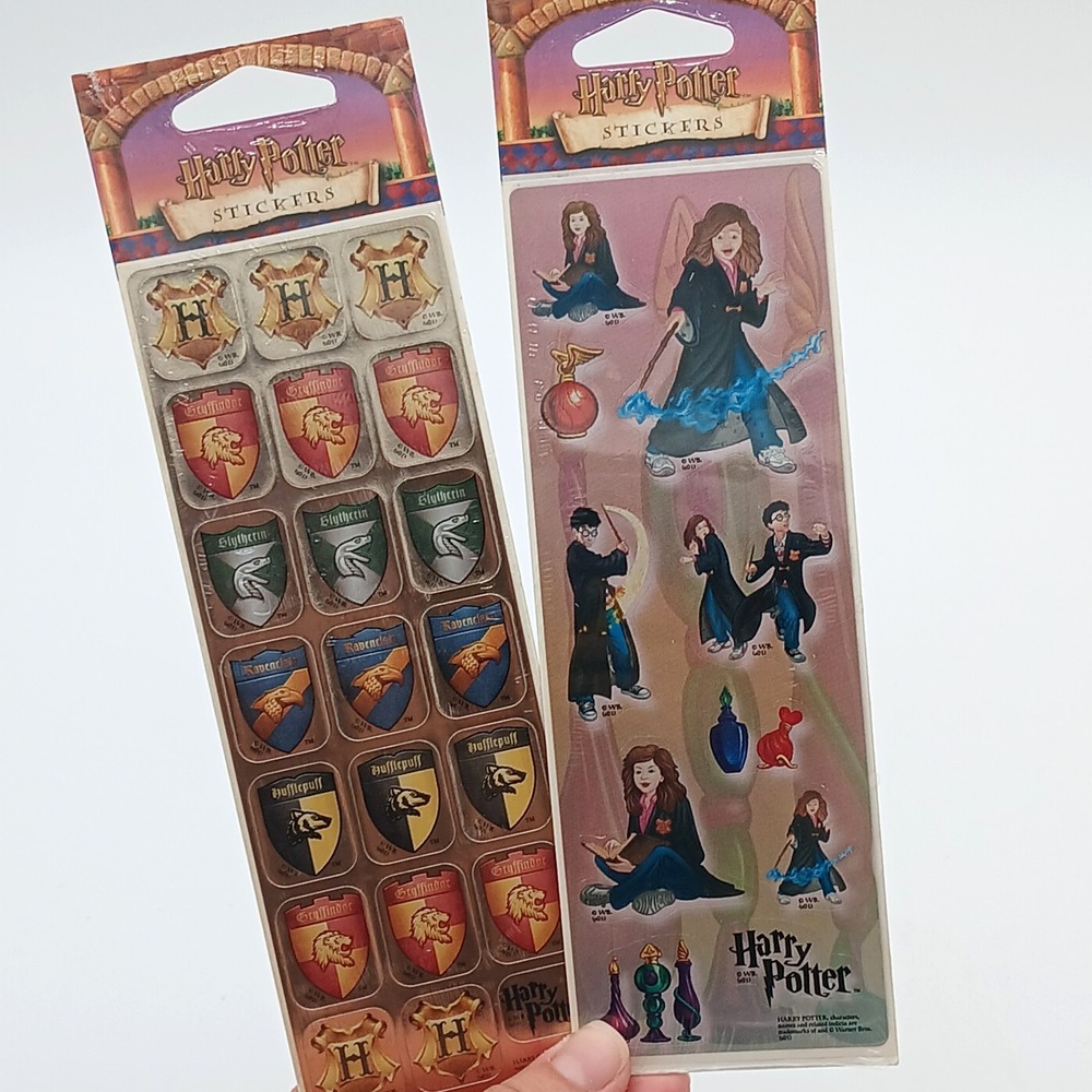 Lot of 2 VTG Harry Potter Foil Sticker Set Rare NOS WB All Night Media Plaid